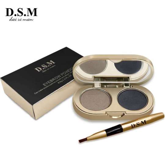 2 Color Eyebrow Powder Makeup Palette Natural Brown Eye Brow Enhancers 3D Eye Brows Shadow Cake Beauty Kit with Brush